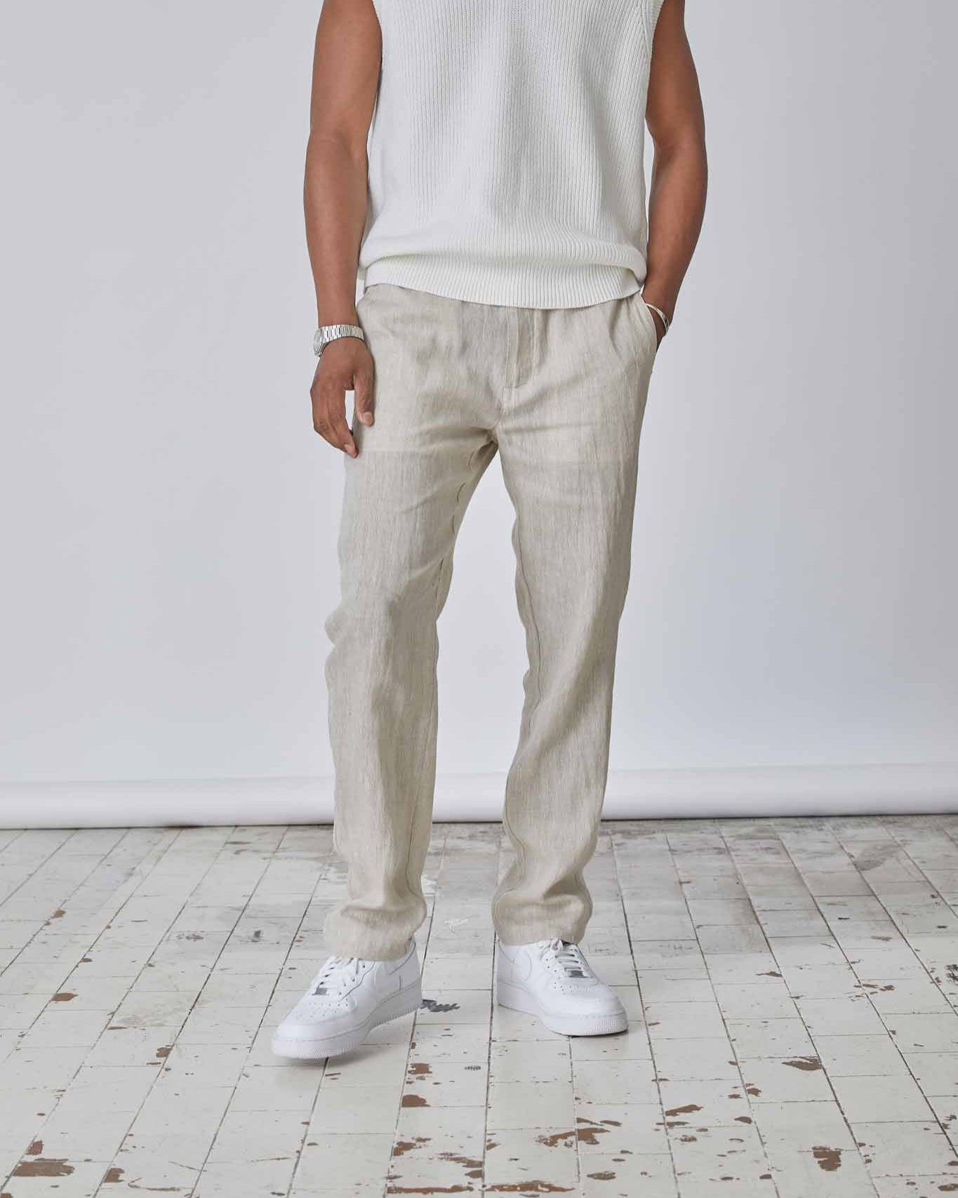 100% Hørbukser Beige | Skagen - clothing.dk